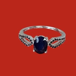 925 Sterling Silver Ring with Natural Sapphire & Sapphire Gems